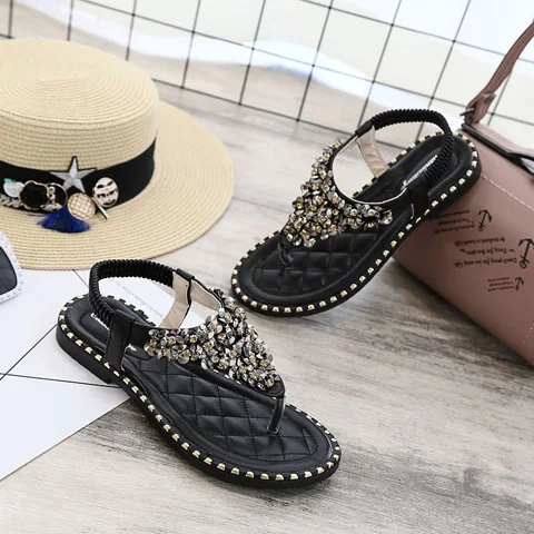 Bohemia Bling Flat Sandals Women Student Summer 2cm Heels All-Match Flat Shoes Ladies Outdoor Holiday Beach Gladiator Sandals 
Bohemia Bling Flat Sandals Women Student Summer 2cm Heels All-Match Flat Shoes Ladies Outdoor Holiday Beach Gladiator Sandals
