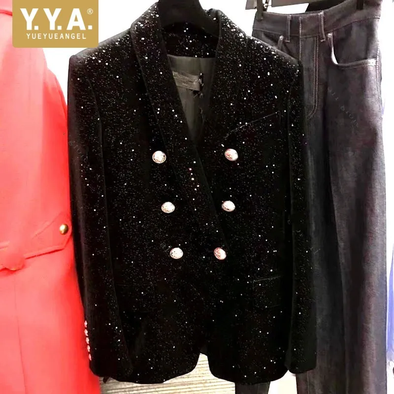 Blazer Suspender Skirt Two-Piece Set Lady Sequined Gypsophila Velvet Jacket Autumn Winter Korean Slim Fit Double-Breasted Suit
Blazer Suspender Skirt Two-Piece Set Lady Sequined Gypsophila Velvet Jacket Autumn Winter Korean Slim Fit Double-Breasted Suit