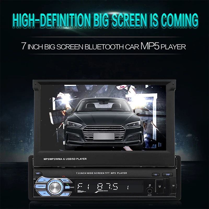 Vehemo 7 Inch FM/USB/AUX Car Bluetooth MP5 Retractable Screen Generic TF Colorful Buttons Rear View Car Accessories
Vehemo 7 Inch FM/USB/AUX Car Bluetooth MP5 Retractable Screen Generic TF Colorful Buttons Rear View Car Accessories