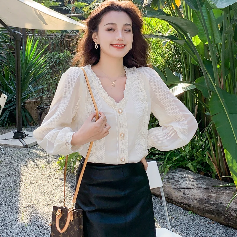 spring fashion women chiffon shirt long sleeve lace blouse 6207#
spring fashion women chiffon shirt long sleeve lace blouse 6207#