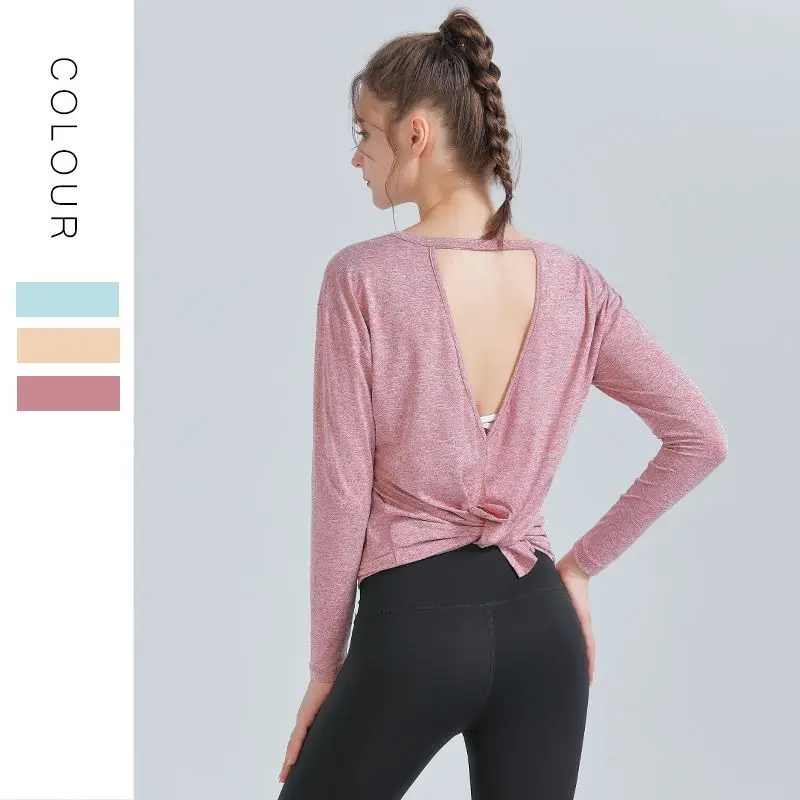 Women T-Shirt Autumn Winter Slimming Backless Yoga Wear Top Loose Solid Color Long-Sleeved Sports Beauty Back Fitness Clothes
Women T-Shirt Autumn Winter Slimming Backless Yoga Wear Top Loose Solid Color Long-Sleeved Sports Beauty Back Fitness Clothes