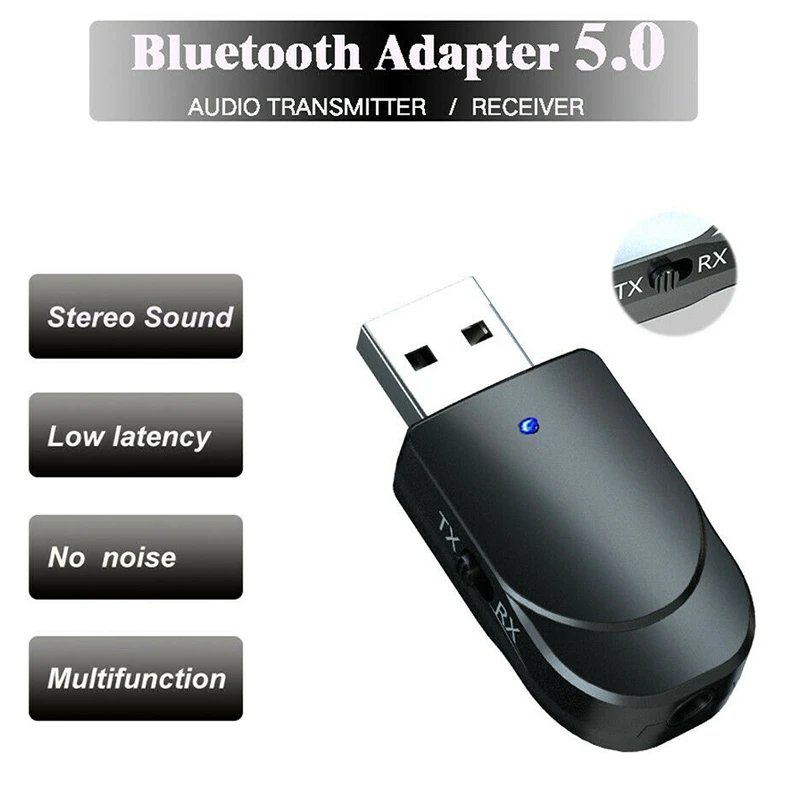3 in 1 Bluetooth 5.0 USB Audio Receiver Transmitter 3.5mm Jack AUX Stereo Music Wireless Adapter for TV PC Headphones 
3 in 1 Bluetooth 5.0 USB Audio Receiver Transmitter 3.5mm Jack AUX Stereo Music Wireless Adapter for TV PC Headphones