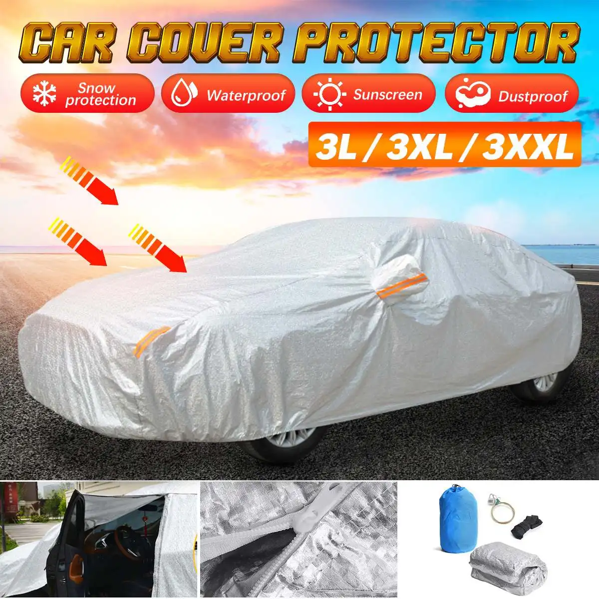 Universal Cotton Lined Full Car Cover Waterproof Winter Thicken Snow Cover Sunshade Anti Scratch with Anti Theft Lock For VW
Universal Cotton Lined Full Car Cover Waterproof Winter Thicken Snow Cover Sunshade Anti Scratch with Anti Theft Lock For VW