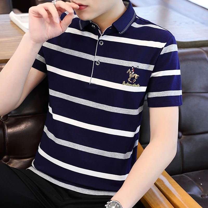 New High-quality Micro-elastic Striped Polo Shirts Men's Short-sleeved Summer Brand Tops Men's Polo Shirts Slim and Comfortable
New High-quality Micro-elastic Striped Polo Shirts Men's Short-sleeved Summer Brand Tops Men's Polo Shirts Slim and Comfortable