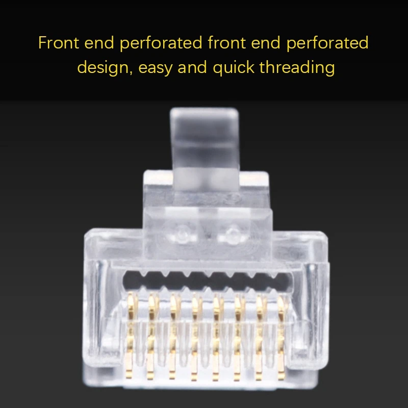 RJ45 Connector 6U Gold PlatedPass Through Ethernet Cables Module Plug Network RJ-45 Crystal Heads Cat5 Cat5E
RJ45 Connector 6U Gold PlatedPass Through Ethernet Cables Module Plug Network RJ-45 Crystal Heads Cat5 Cat5E