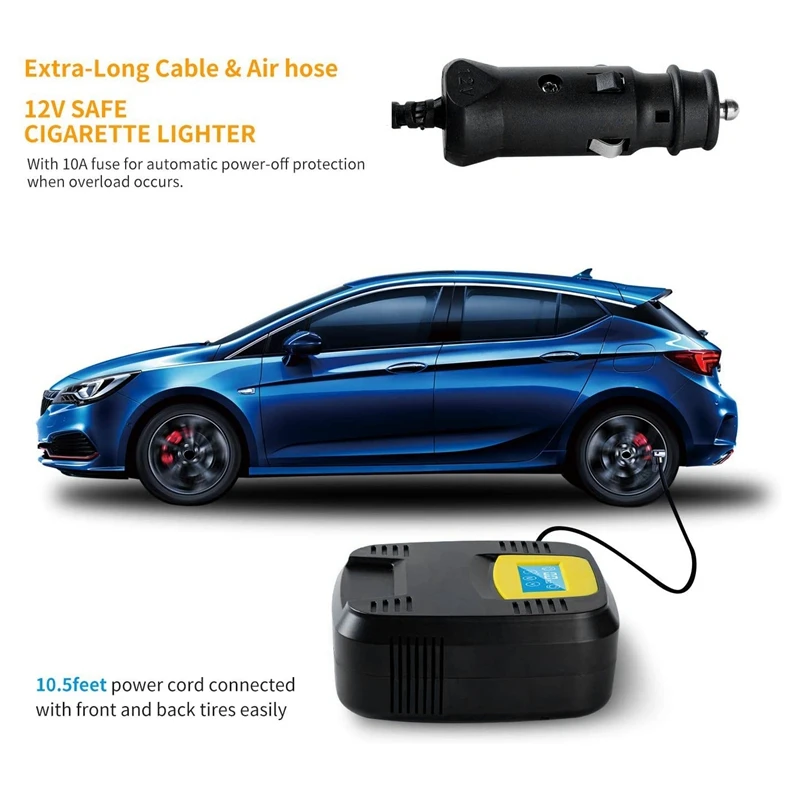 Portable Tire Inflator for Car Air Compressor Tire Inflation Compressor DC12V LED Lights for Car LED Press Screen
Portable Tire Inflator for Car Air Compressor Tire Inflation Compressor DC12V LED Lights for Car LED Press Screen