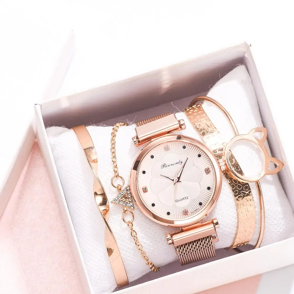Fashion 5pcs Set Women Watches Luxury Magnet Buckle Flower Rhinestone Watch Ladies Quartz Wrist Watch Bracelet Set Reloj Mujer
Fashion 5pcs Set Women Watches Luxury Magnet Buckle Flower Rhinestone Watch Ladies Quartz Wrist Watch Bracelet Set Reloj Mujer