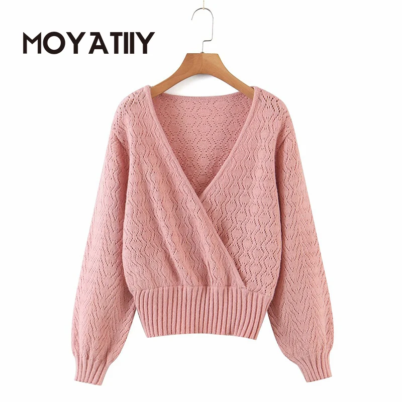MOYATIIY Fashion Women Hollow Breathable Thin Sweaters Spring Retro Deep V-Neck Collar Pullovers Female Slim Lantern Sleeve Tops
MOYATIIY Fashion Women Hollow Breathable Thin Sweaters Spring Retro Deep V-Neck Collar Pullovers Female Slim Lantern Sleeve Tops