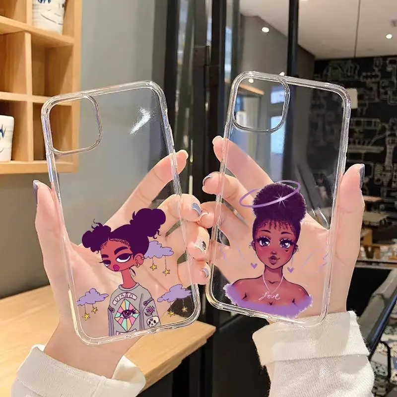 Girl cartoon african woman melanin Phone Case For iphone 13 12 11 8 7 plus mini x xs xr pro max Transparent soft 
Girl cartoon african woman melanin Phone Case For iphone 13 12 11 8 7 plus mini x xs xr pro max Transparent soft