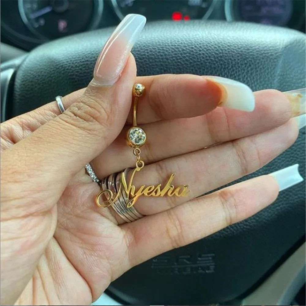 Stainless Steel Fashion Custom Name Belly Ring Custom Zircon Stone Belly Nameplate Body Jewelry For Sexy Women Do Your Style
Stainless Steel Fashion Custom Name Belly Ring Custom Zircon Stone Belly Nameplate Body Jewelry For Sexy Women Do Your Style
