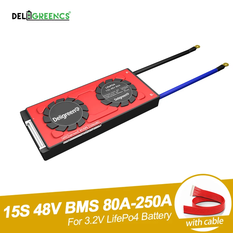 Deligreen 15С 80A 100A 150A 200A 250A 48V BMS для LiFePO4 батарейный блок 18650 Защитная панель sccoter фара