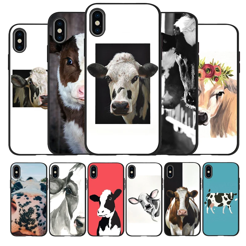 Черный чехол из ТПУ для iphone 11 pro MAX 5 5s se 6 6s 7 8 plus x 10 XR XS силиконовый корова Высокое