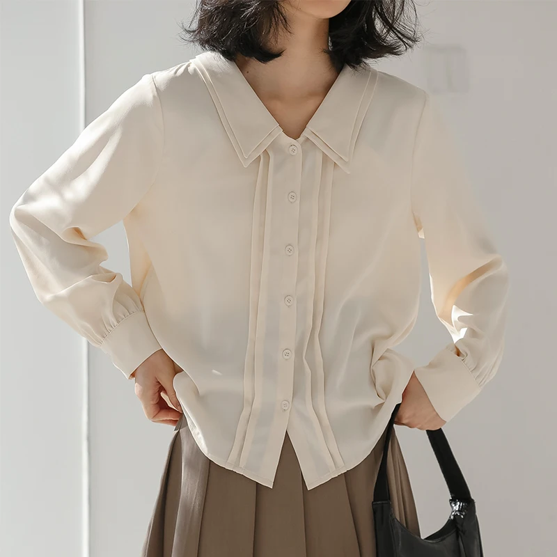 New Early Autumn Chiffon Long Sleeve Shirts Women Apricot Turn-down Collar French Style Blouses Office Lady Casual Loose Blouse
New Early Autumn Chiffon Long Sleeve Shirts Women Apricot Turn-down Collar French Style Blouses Office Lady Casual Loose Blouse