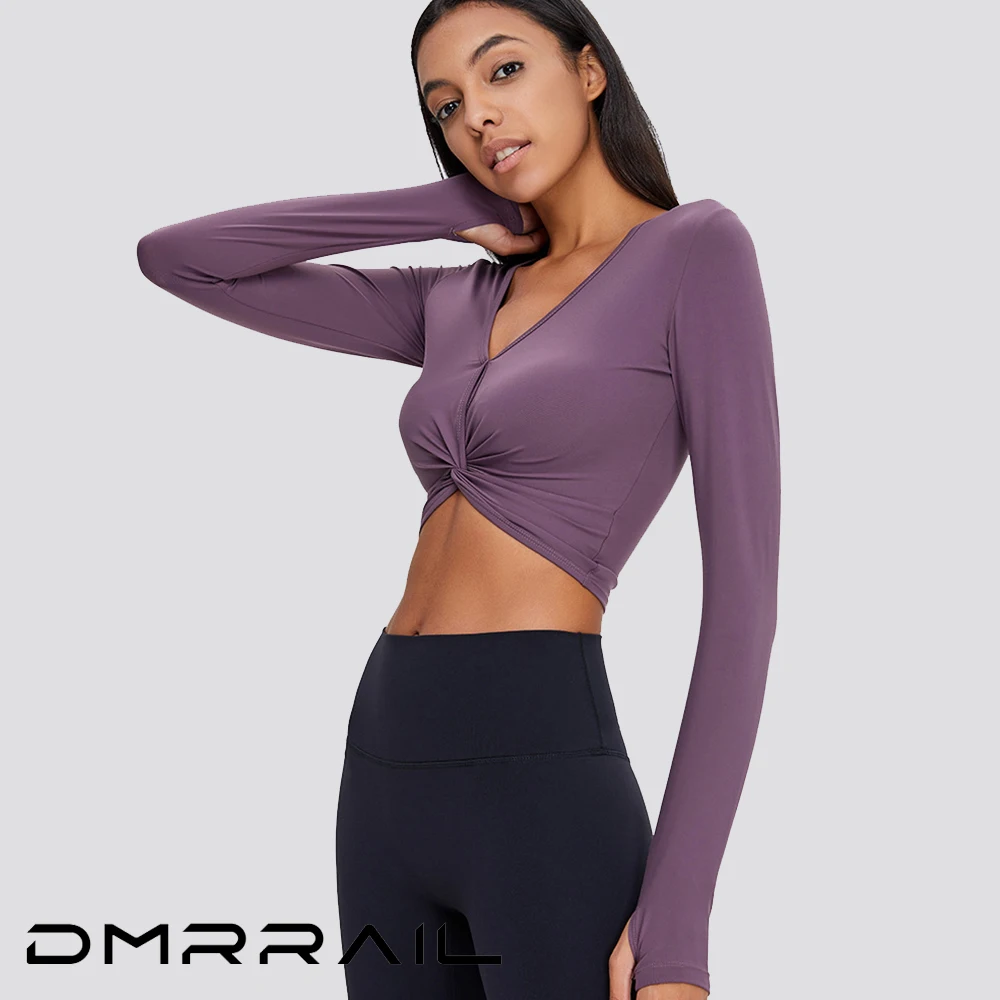 DMRRAIL women Long sleeve Yoga suit female V-neck sexy fitness top nude sports T-shirt crop top navel kink 
DMRRAIL women Long sleeve Yoga suit female V-neck sexy fitness top nude sports T-shirt crop top navel kink