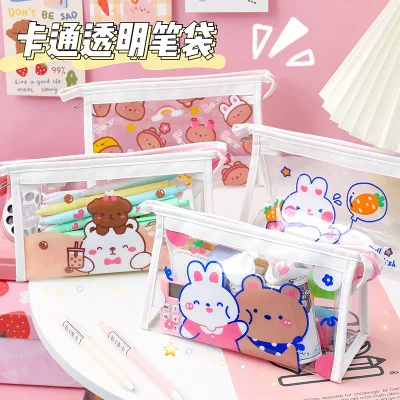 Cartoon transparent pencil case large capacity female simple junior high school student department cosmetic bag
Cartoon transparent pencil case large capacity female simple junior high school student department cosmetic bag