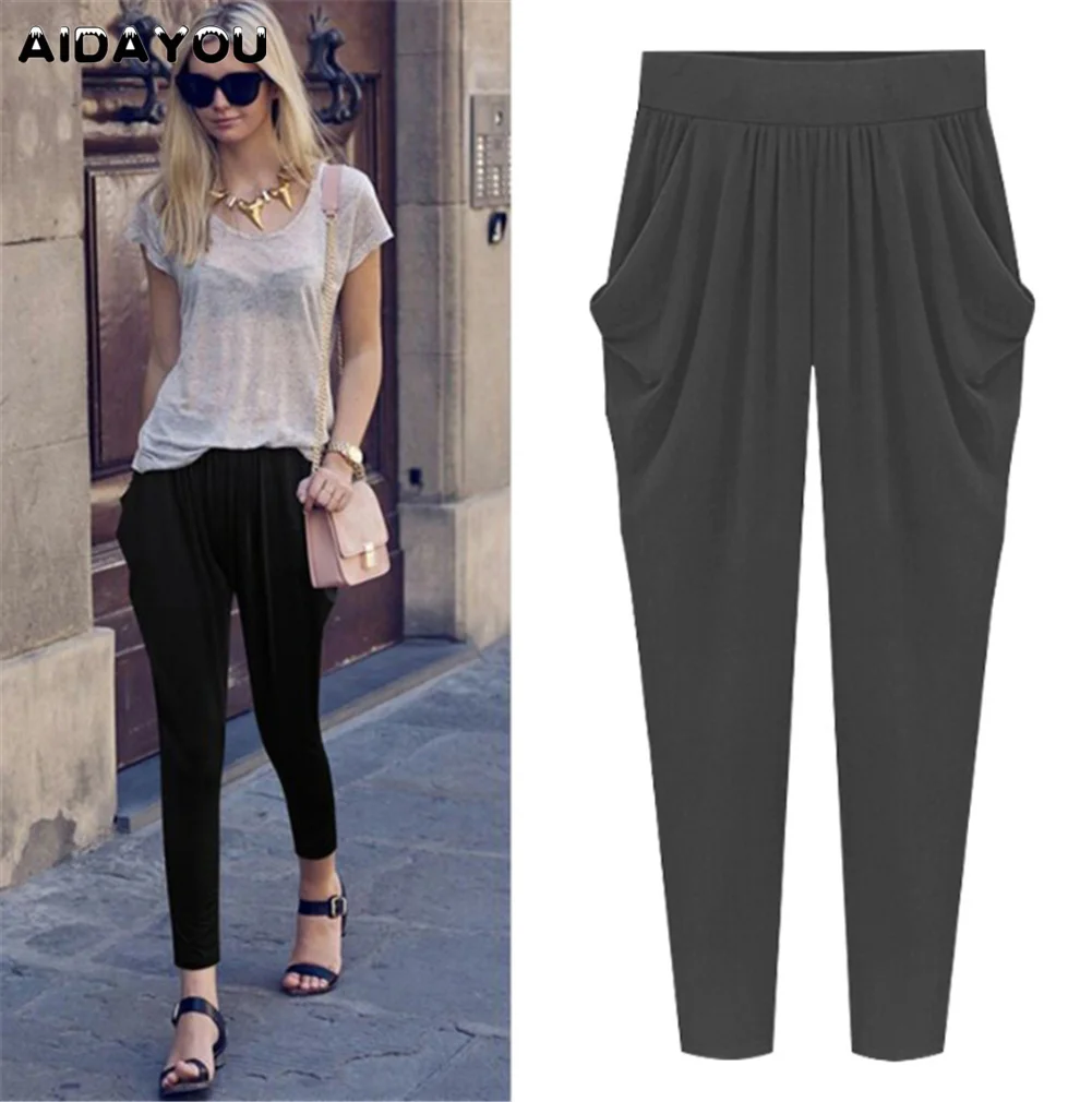 Womens Casual Pants Summer Loose Plus Size 5XL 6XL 8XL Street Fashion Trousers Stretchy With Pockets ouc726 | Женская одежда
