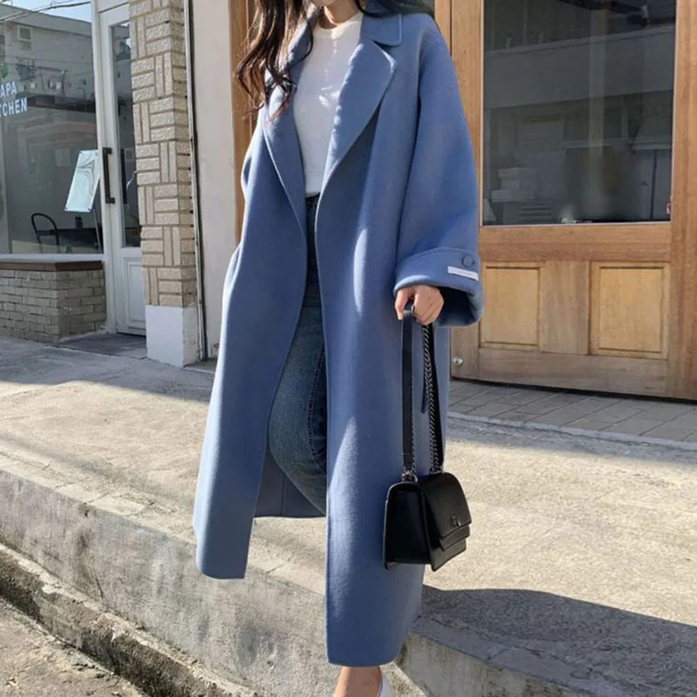 Winter Overcoat 2021 Women Elegant Solid Blue Simple Office Lady Vintage Belted Fashion Female Autumn Long Woolen Coat Outwear
Winter Overcoat 2021 Women Elegant Solid Blue Simple Office Lady Vintage Belted Fashion Female Autumn Long Woolen Coat Outwear