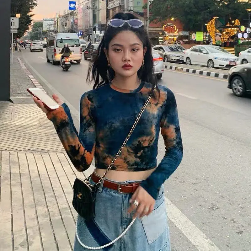 Women 's Long-Sleeved T-shirt 2021 New Fashionable T-shirt Sexy Tight Tie-Dyed Casual Short Top
Women 's Long-Sleeved T-shirt 2021 New Fashionable T-shirt Sexy Tight Tie-Dyed Casual Short Top