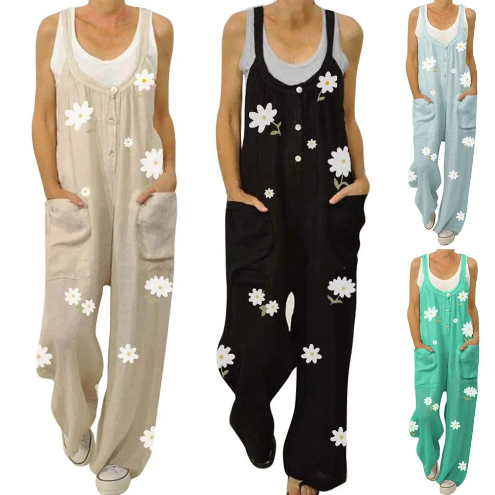 Hot Women Baggy Loose Cotton Linen Wide Leg Overalls Jumpsuit Casual Floral Print Straps Rompers Playsuit DO2
Hot Women Baggy Loose Cotton Linen Wide Leg Overalls Jumpsuit Casual Floral Print Straps Rompers Playsuit DO2