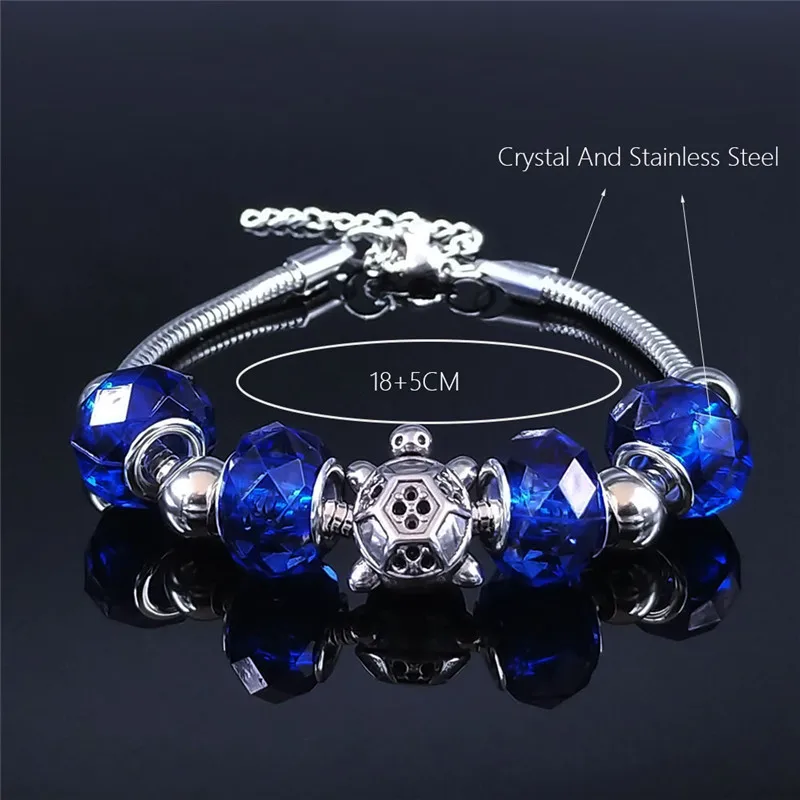 AFAWA Tortoise Stainless Steel Blue Glass Bead Charm Bracelet for Women Silver Color Bracelets Jewelry pulseras mujer moda BXS01 
AFAWA Tortoise Stainless Steel Blue Glass Bead Charm Bracelet for Women Silver Color Bracelets Jewelry pulseras mujer moda BXS01