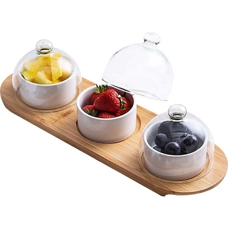 Ceramic Mixing Bowl Salad Plate with Glass Lid Creative Wood Tray Ceramic Tableware Set Household Snack Dried Fruit Cake Plate
Ceramic Mixing Bowl Salad Plate with Glass Lid Creative Wood Tray Ceramic Tableware Set Household Snack Dried Fruit Cake Plate