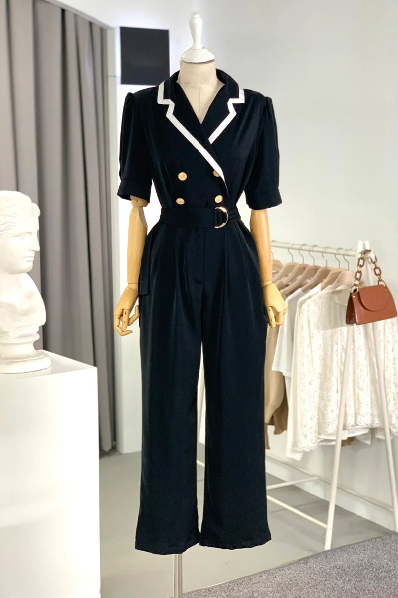 Retro Suit Collar Straight Jumpsuit for Women 2021 Summer Slim Waist Thin Black Ladies Jumpsuits Female High Waist Overalls
Retro Suit Collar Straight Jumpsuit for Women 2021 Summer Slim Waist Thin Black Ladies Jumpsuits Female High Waist Overalls