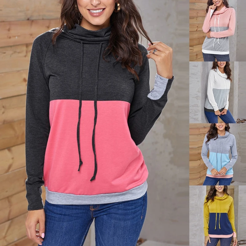 Women Long Sleeve Tumb Holes Sweatshirt Color Block Drawstring Cowl Neck Pullover Tops Autumn Casual Loose Tunic Shirts Streetwe
Women Long Sleeve Tumb Holes Sweatshirt Color Block Drawstring Cowl Neck Pullover Tops Autumn Casual Loose Tunic Shirts Streetwe