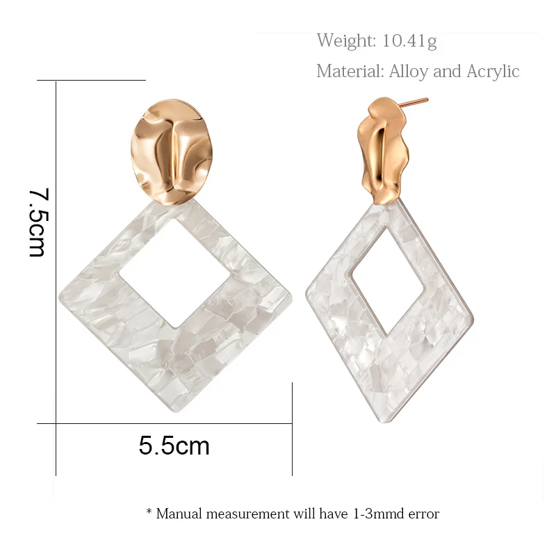 BLINLA Fashion Korean White Square Dangle Drop Earrings 2019 For Women Statement Big Geometric Acrylic Wedding Earrings Jewelry
BLINLA Fashion Korean White Square Dangle Drop Earrings 2019 For Women Statement Big Geometric Acrylic Wedding Earrings Jewelry