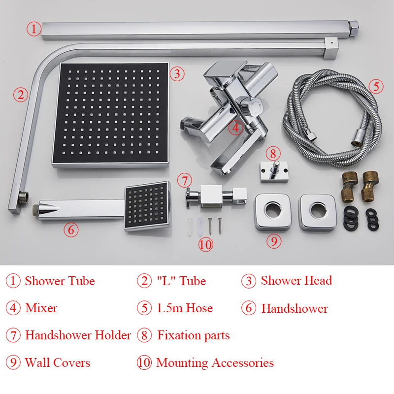 Uythner Best Quality Chrome/Black Bath Shower Mixer Faucet Rotate Tub Spout Wall Mount 8" Rainfall Shower Head With Handshower
Uythner Best Quality Chrome/Black Bath Shower Mixer Faucet Rotate Tub Spout Wall Mount 8" Rainfall Shower Head With Handshower