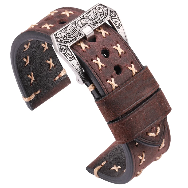 Handmade Watchbands With Retro Stainless Steel Buckle 22mm 24mm Men Women Genuine Leather Watch Band Strap Belt Watch Accessorie 
Handmade Watchbands With Retro Stainless Steel Buckle 22mm 24mm Men Women Genuine Leather Watch Band Strap Belt Watch Accessorie