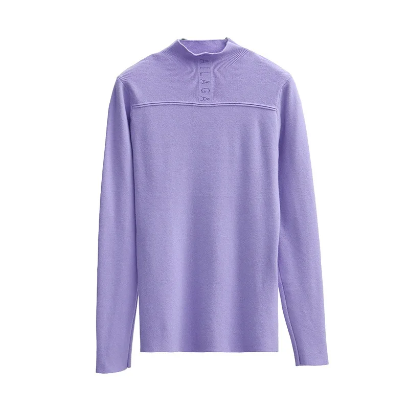 Korean Style Solid Color Half High Collar Women Sweater Slim Long Sleeve Knitted Top Sweater 
Korean Style Solid Color Half High Collar Women Sweater Slim Long Sleeve Knitted Top Sweater