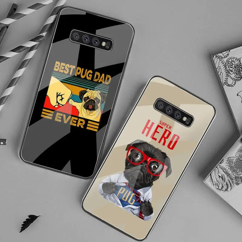 KPUSAGRT чехол для телефона с милым Мопсом собакой закаленное стекло Samsung S20 Plus S7 S8 S9 S10