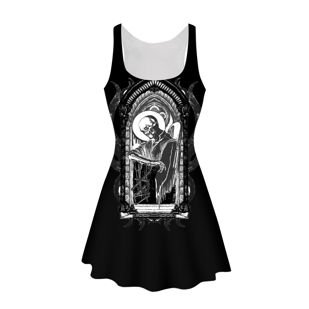 Punk Halloween Black Streetwear Fashion Women Party Dress Party Women Dress Print Female Mini Dress Sleeveless
Punk Halloween Black Streetwear Fashion Women Party Dress Party Women Dress Print Female Mini Dress Sleeveless