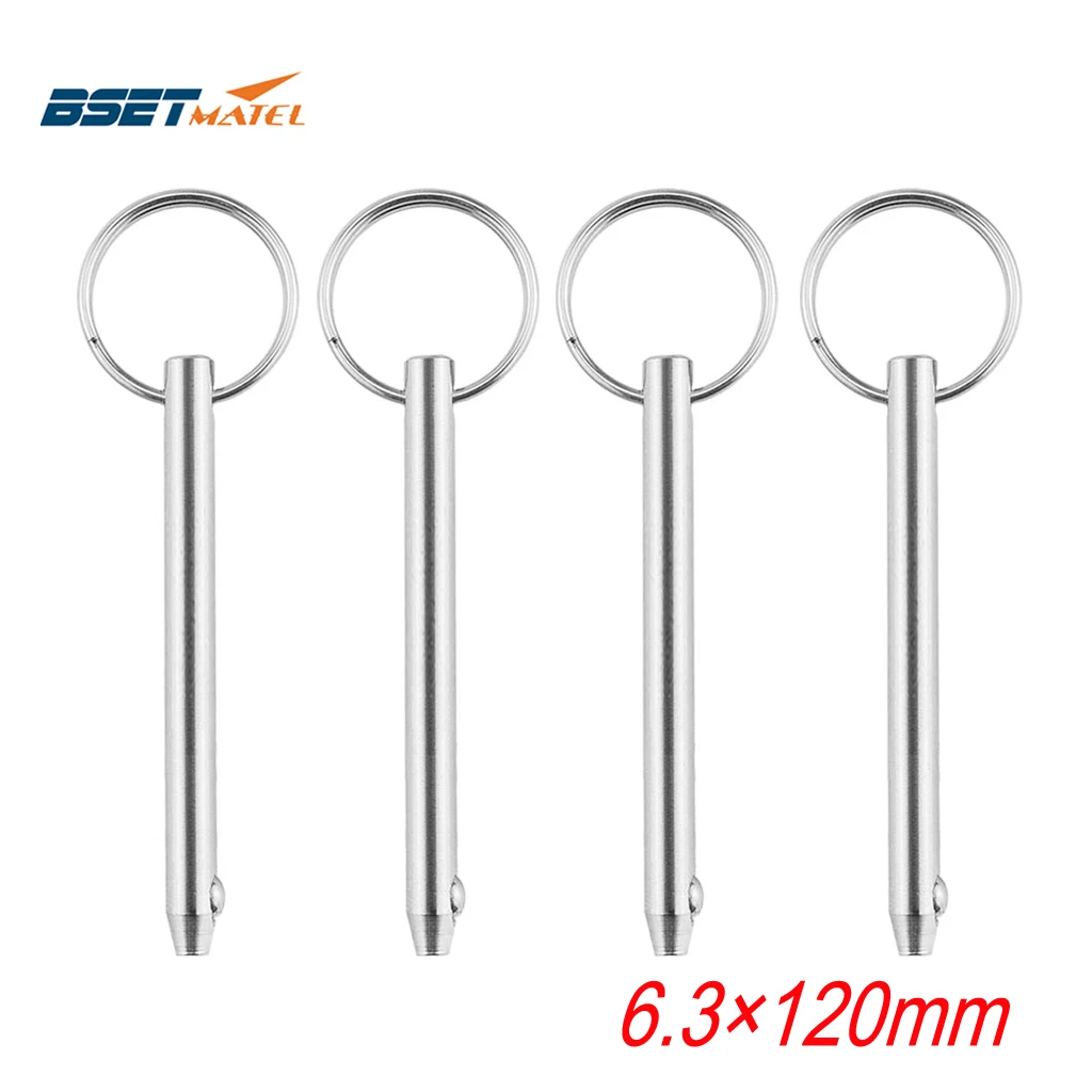 

4PCS/Lot 6.3*120mm BSET MATEL Stainless Steel 316 Marine Grade 1/4 inch Quick Release Ball Pin for Boat Bimini Top Deck Hinge
