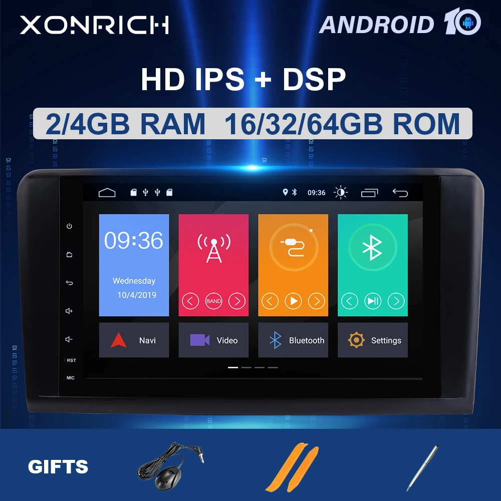 Фото Автомобильный мультимедийный плеер Xonrich 2din Android 10 Авторадио для Mercedes Benz ML W164 ML300 GL