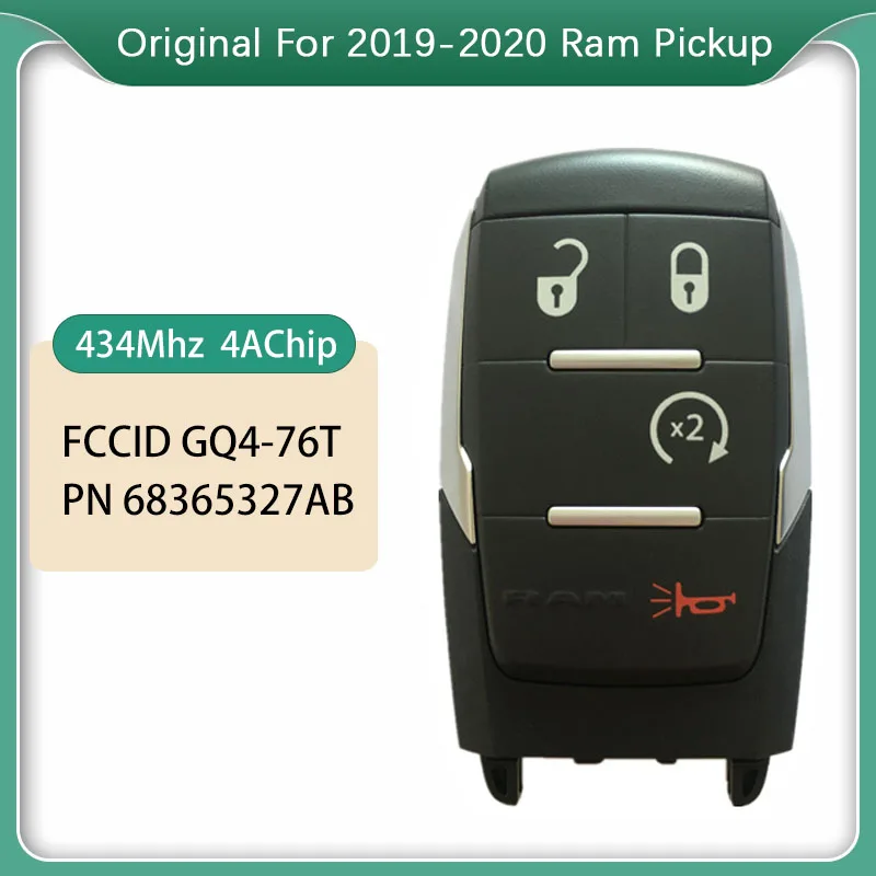 Оригинальный умный Автомобильный ключ управления CN087022 для 2019-2020 Ram пикапа с 4 кнопками FCCID GQ4-76T PN 68365327AB
Оригинальный умный Автомобильный ключ управления CN087022 для 2019-2020 Ram пикапа с 4 кнопками FCCID GQ4-76T PN 68365327AB