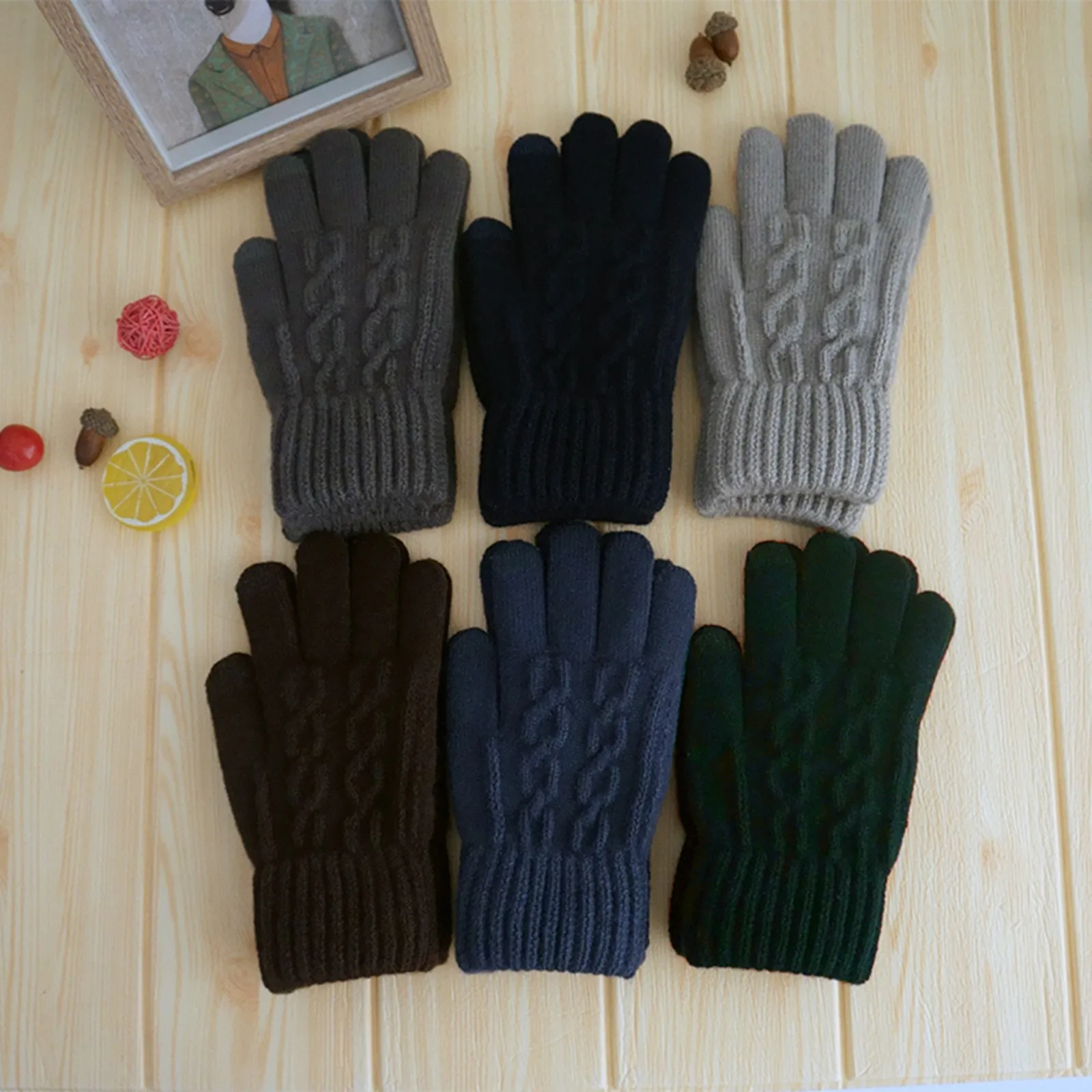 Men's Autumn Winter Keep Thicken Warm Cashmere Solid Color Printed Knitted Mittens Female Woolen Knitted Full Finger Gloves
Men's Autumn Winter Keep Thicken Warm Cashmere Solid Color Printed Knitted Mittens Female Woolen Knitted Full Finger Gloves