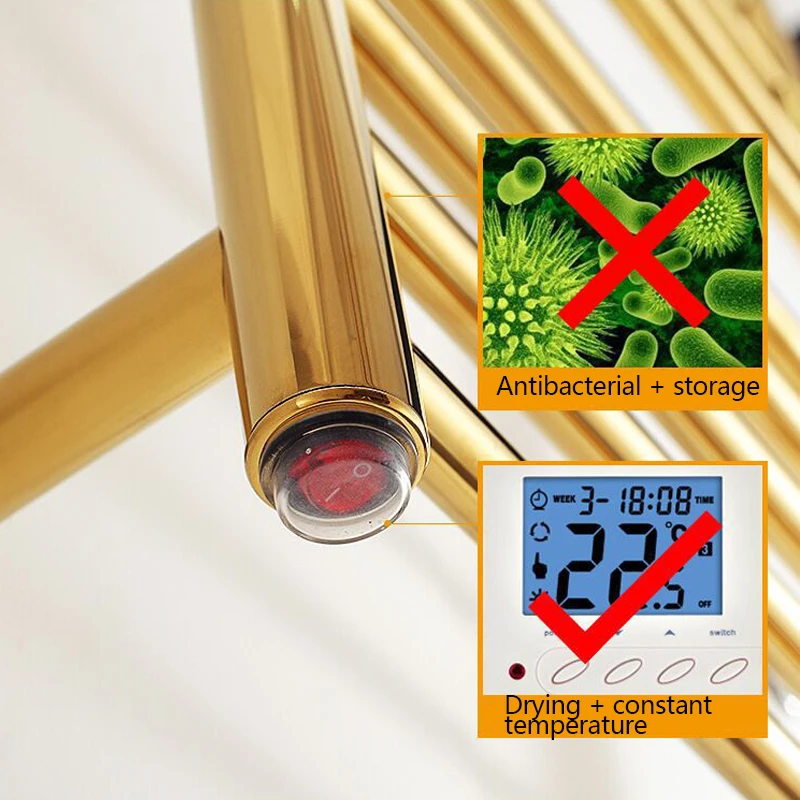 Bathroom Heating Towel Rack Stainless Steel Bathroom Bathroom Rack Electric Heating Towel Rack Gold Heating Towel Bar
Bathroom Heating Towel Rack Stainless Steel Bathroom Bathroom Rack Electric Heating Towel Rack Gold Heating Towel Bar