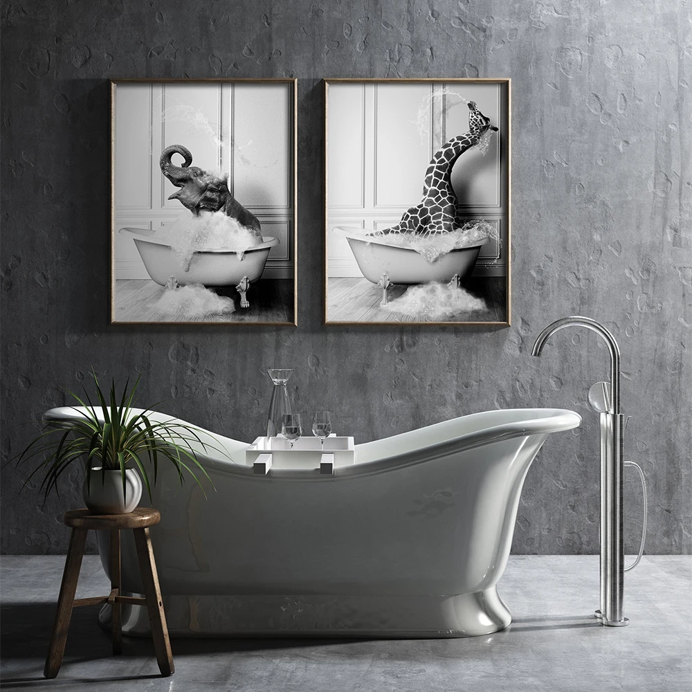 Nordic Animals Giraffe Elephant In Bathtub Canvas Painting Wall Art Decoration Posters and Prints Wall Paintings for Room Decor
Nordic Animals Giraffe Elephant In Bathtub Canvas Painting Wall Art Decoration Posters and Prints Wall Paintings for Room Decor