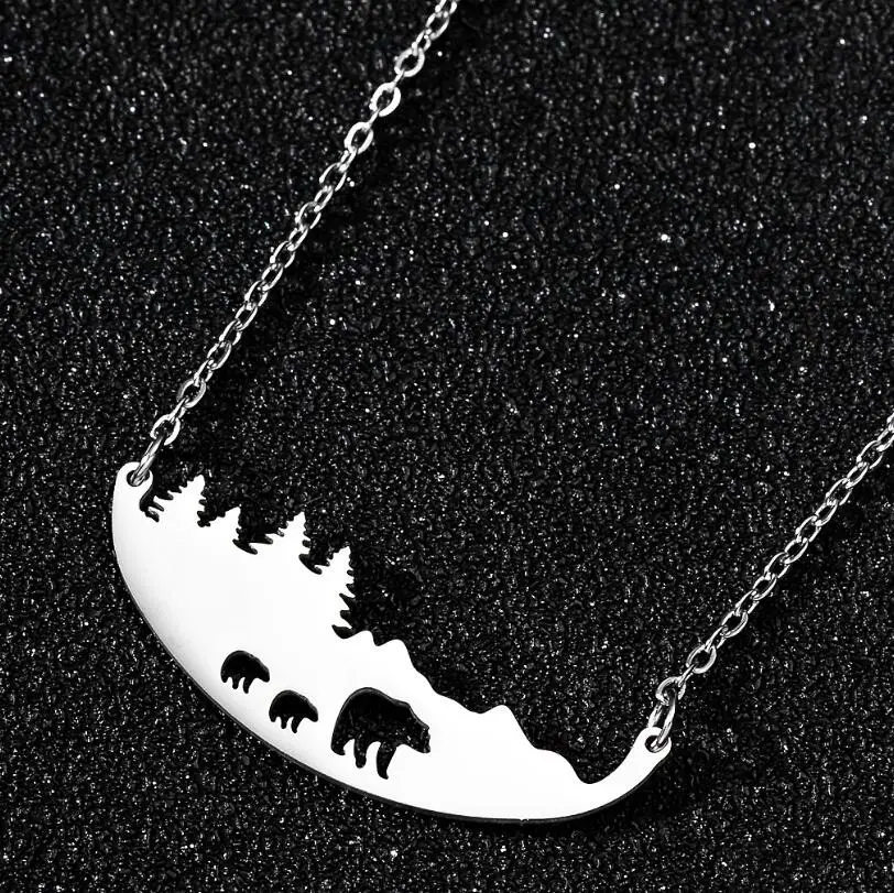Stainless Steel Necklace Bear Mother Baby Bear Gold Necklaces for Women Mountain Tree Jewelry Various Necklace
Stainless Steel Necklace Bear Mother Baby Bear Gold Necklaces for Women Mountain Tree Jewelry Various Necklace