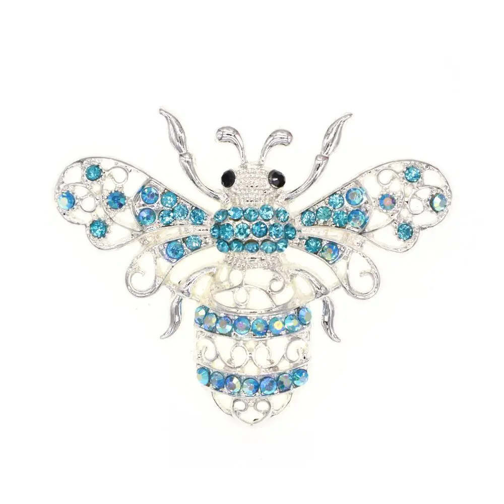 

100 шт./лот 63,5*51 мм животное кристалл горный хрусталь Insest Blue Bee булавка брошь для женщин