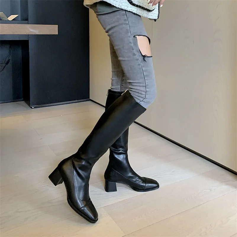 ANNYMOLI Women Knee High Boots Shoes Square Toe Thick Heels Long Boots Zip High Heel Fashion Stretch Boots Lady Autumn Black 43
ANNYMOLI Women Knee High Boots Shoes Square Toe Thick Heels Long Boots Zip High Heel Fashion Stretch Boots Lady Autumn Black 43
