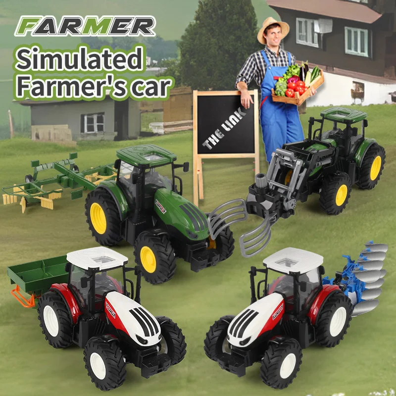 

Мини-трактор на радиоуправлении, прицеп, 6 каналов, 1/24 ГГц, Радиоуправляемый трактор, масштаб, имитация фермерского автомобиля, модель фермы,...