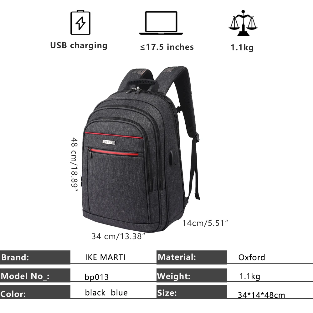 IKE MARTI Men Backpack 17/15.6 Inch Large Capacity School Backpack Teenager Multifunctional Usb Charging Man Laptop Bag Backpack
IKE MARTI Men Backpack 17/15.6 Inch Large Capacity School Backpack Teenager Multifunctional Usb Charging Man Laptop Bag Backpack