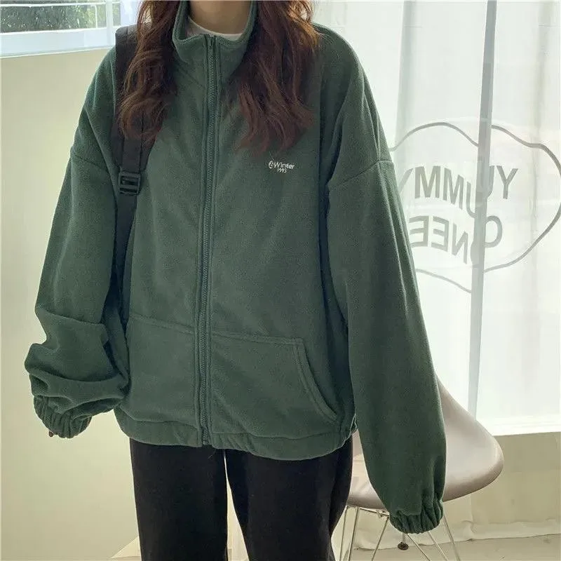 Korean Version Of The Warm Winter Polar Fleece Plus Velvet Sweatshirt Women's Student High Neck Zipper Purple Pocket Jacket
Korean Version Of The Warm Winter Polar Fleece Plus Velvet Sweatshirt Women's Student High Neck Zipper Purple Pocket Jacket