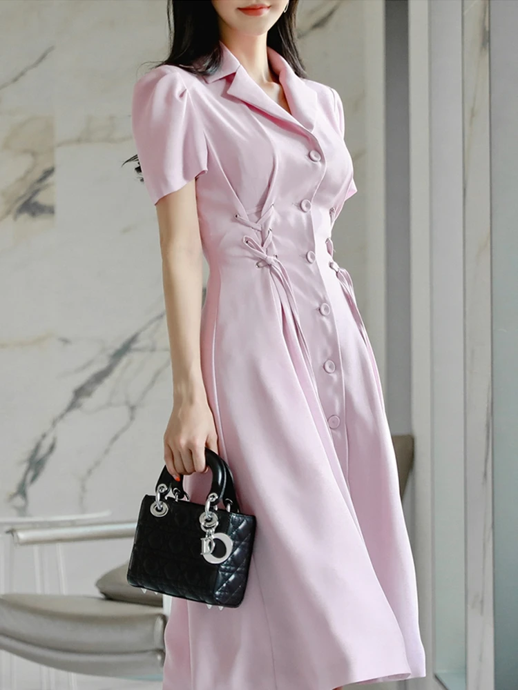Women's New Fashion Office Lady Dresses Elegant Lace-up Bandage Slim Single-breasted Vestidos Summer Short Sleeve A-line Dresses 
Women's New Fashion Office Lady Dresses Elegant Lace-up Bandage Slim Single-breasted Vestidos Summer Short Sleeve A-line Dresses