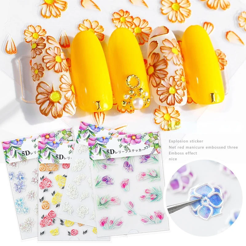 1PC 5D Engraved Flower Series Nail Art Sticker 5D Embossed Flowers Leaf Decals Empaistic Nails Water Slide Nail Art Decals Decro
1PC 5D Engraved Flower Series Nail Art Sticker 5D Embossed Flowers Leaf Decals Empaistic Nails Water Slide Nail Art Decals Decro