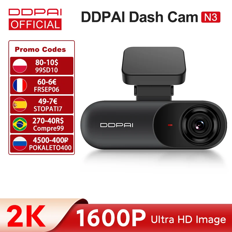 

DDPAI Dash Cam Mola N3 1600P HD Vehicle Drive Auto Video DVR 2K Smart Connect Android Wifi Car Camera Recorder 24H Parking