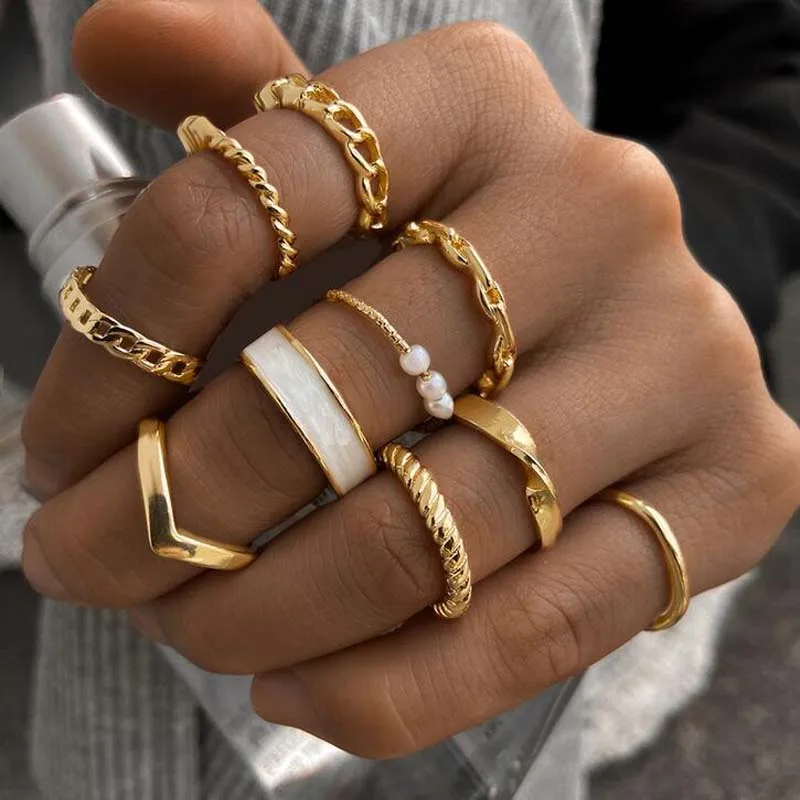 10 pcs/set Chain Rings Set for Women Girls Punk Geometric Simple Irregular Finger Rings 2021 Female Knuckle Jewelry Party AM3332
10 pcs/set Chain Rings Set for Women Girls Punk Geometric Simple Irregular Finger Rings 2021 Female Knuckle Jewelry Party AM3332