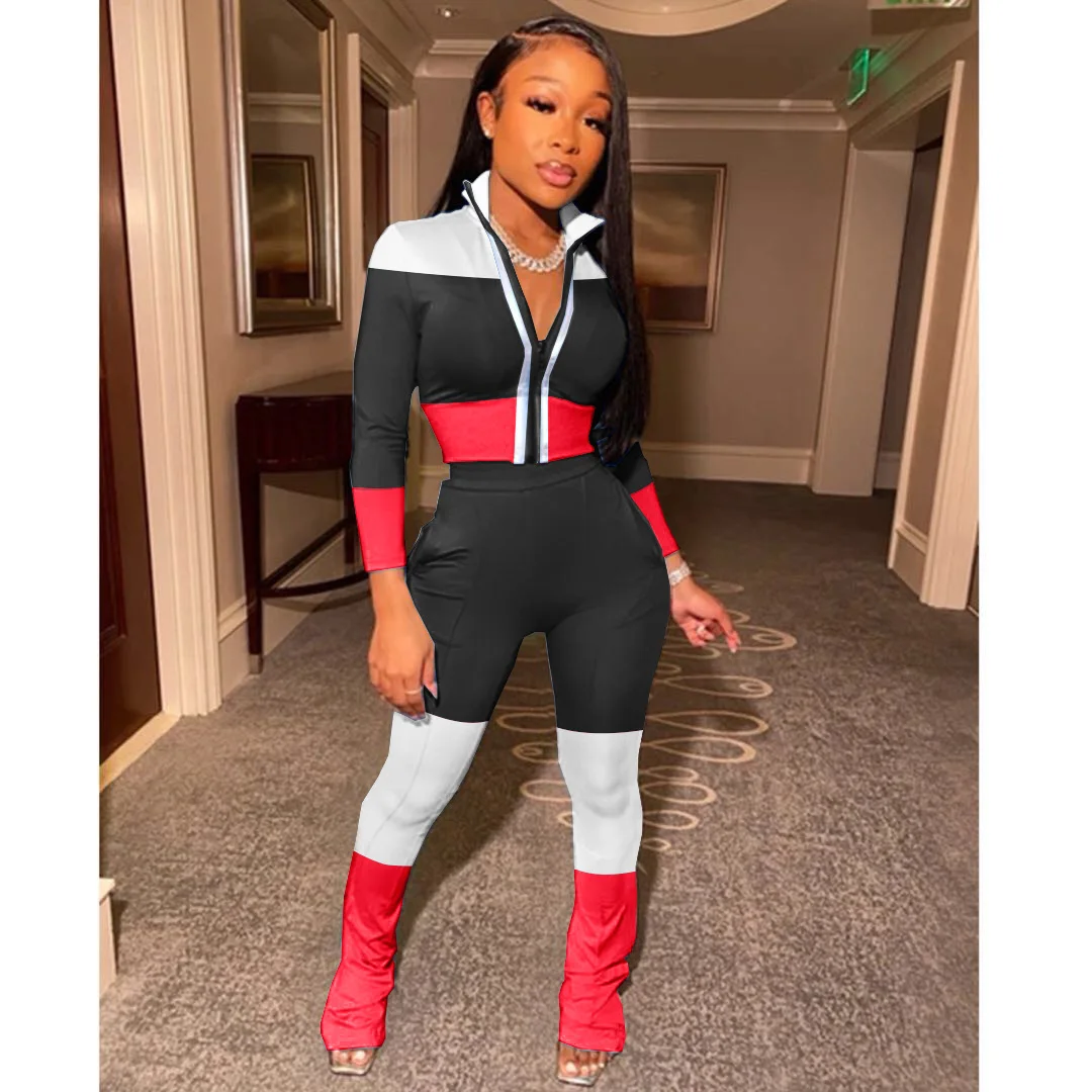 Autumn Casual Patchwork Outfits for Women Zipper Tops with Pencil Pants Two Piece Set Woman Fashion Streewear Conjuntos De Mujer
Autumn Casual Patchwork Outfits for Women Zipper Tops with Pencil Pants Two Piece Set Woman Fashion Streewear Conjuntos De Mujer